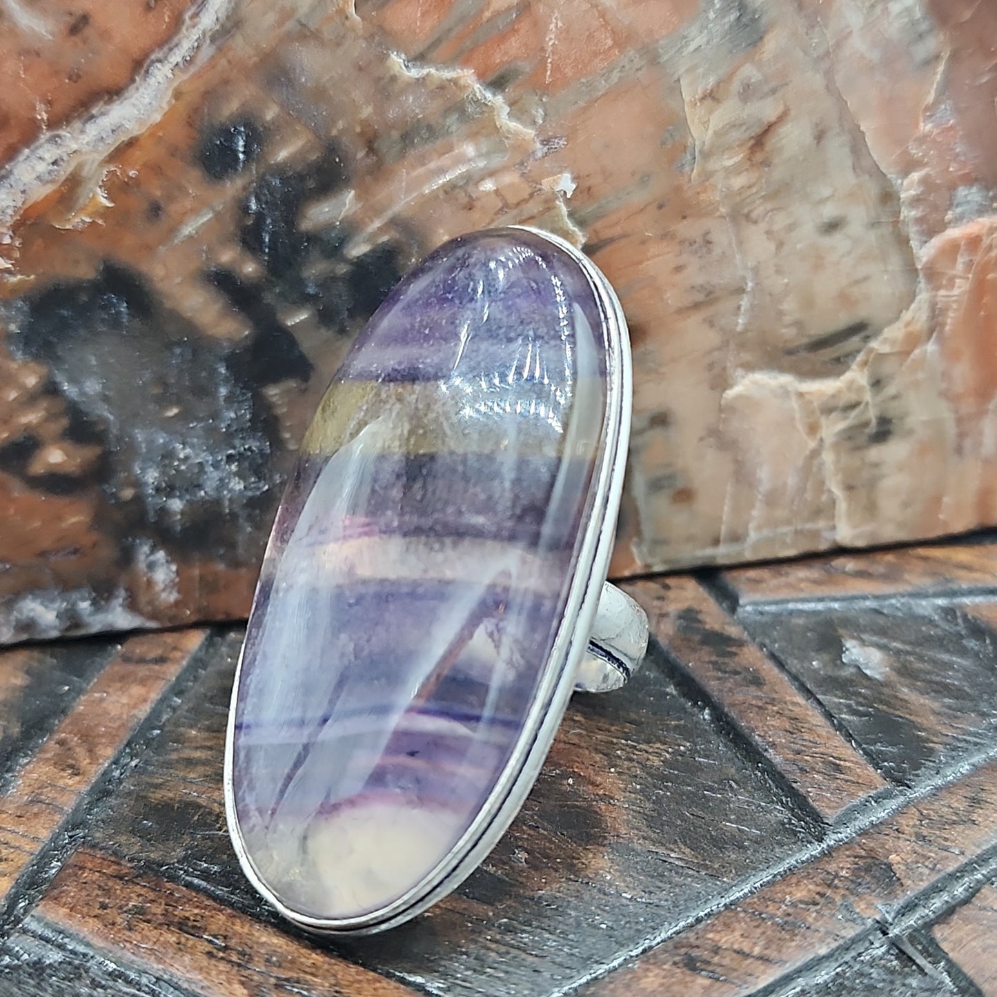 Rainbow Fluorite Ring