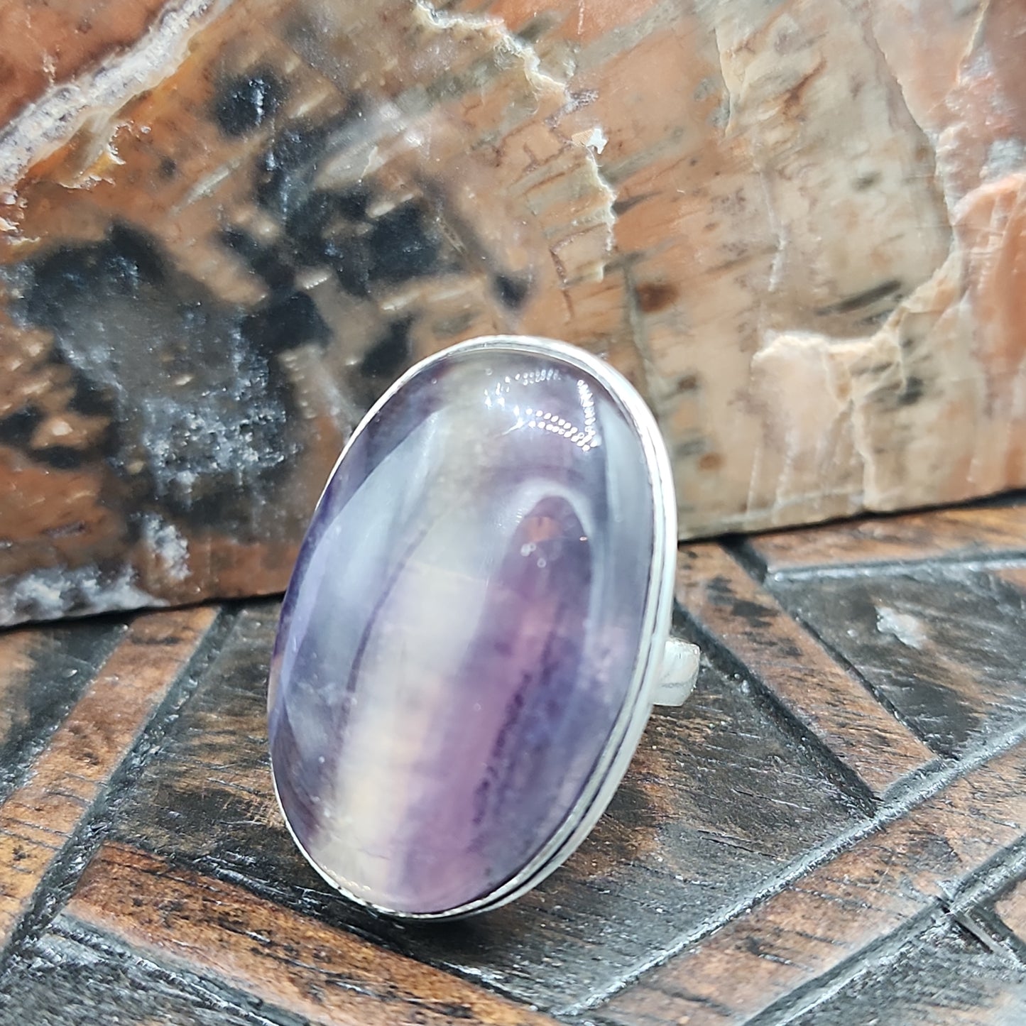 Rainbow Fluorite Ring