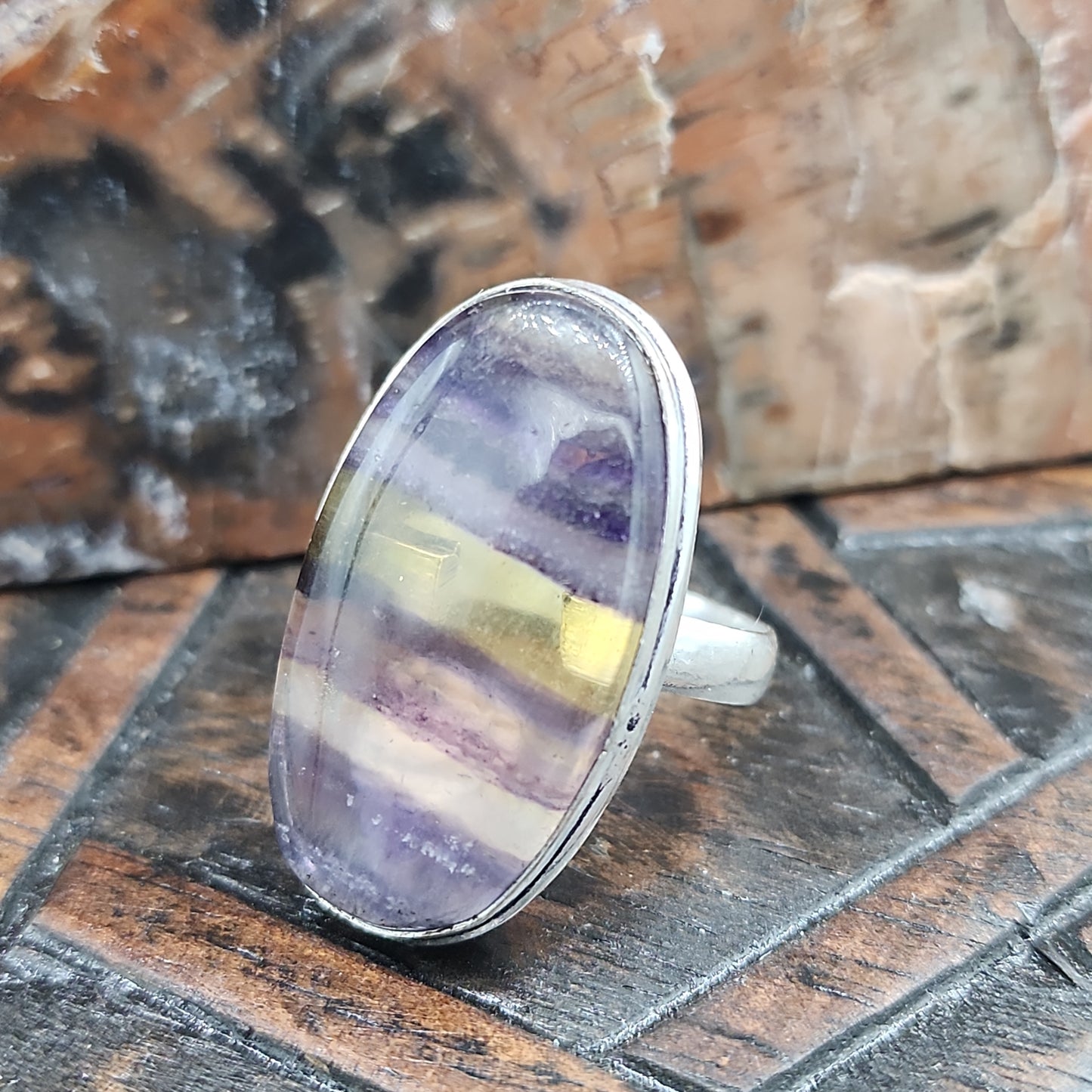 Rainbow Fluorite Ring