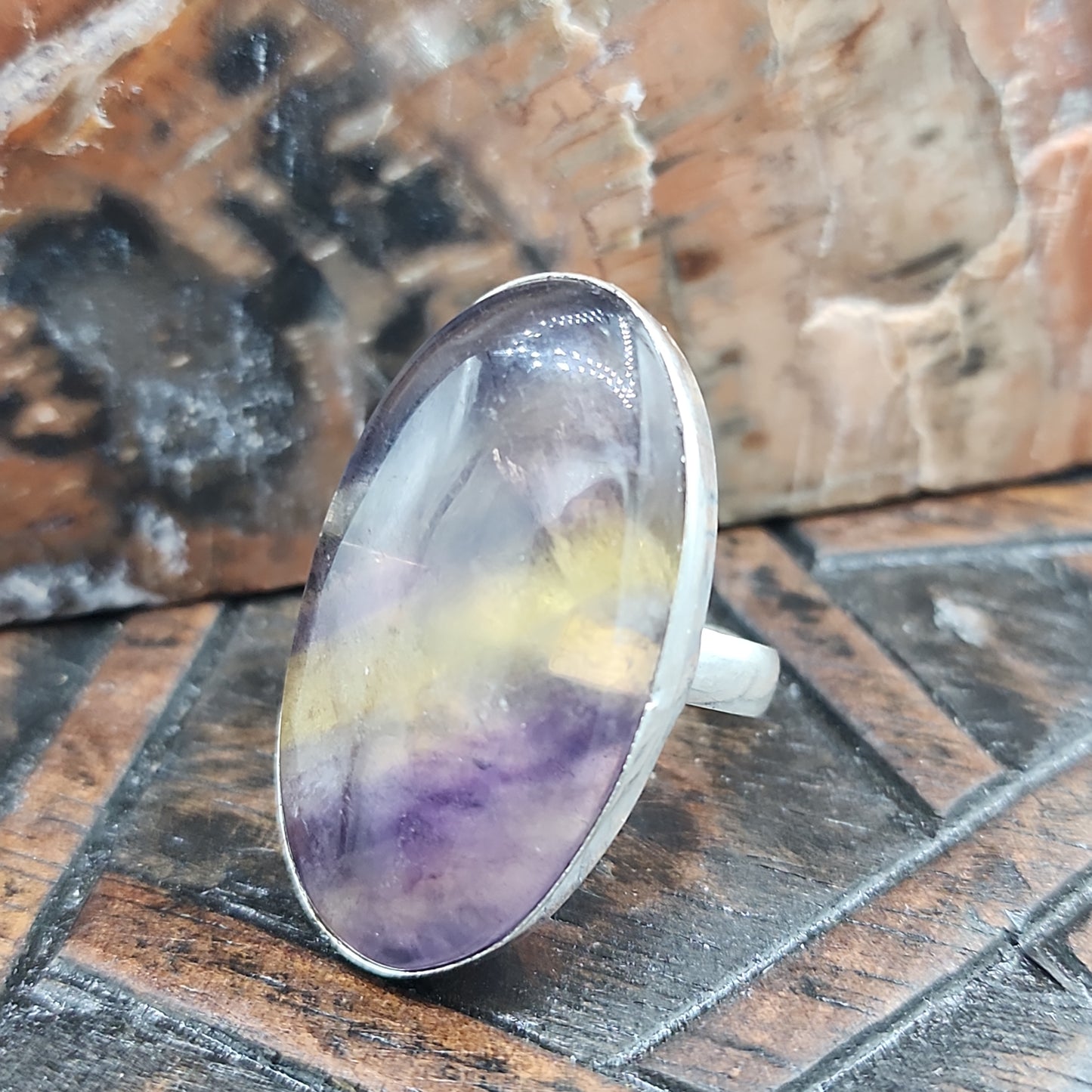 Rainbow Fluorite Ring