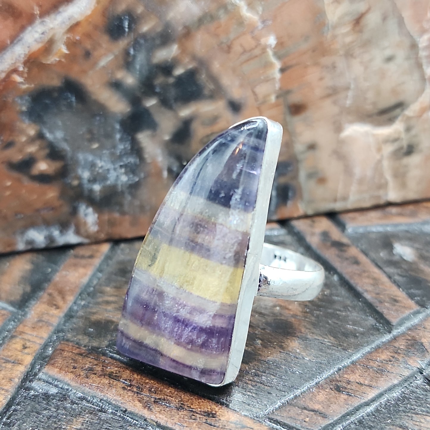 Rainbow Fluorite Ring
