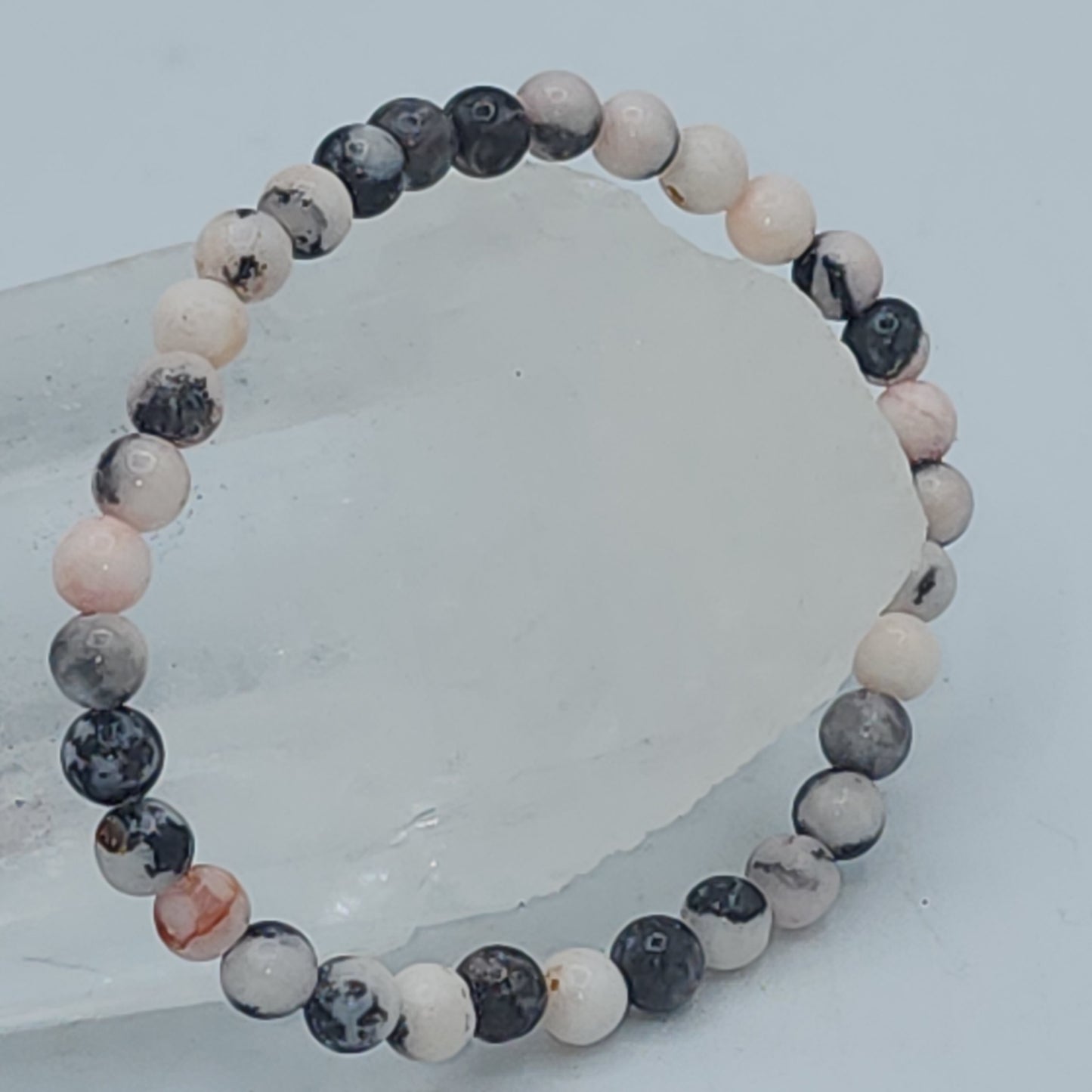 Pink Zebra Jasper Beaded Bracelet