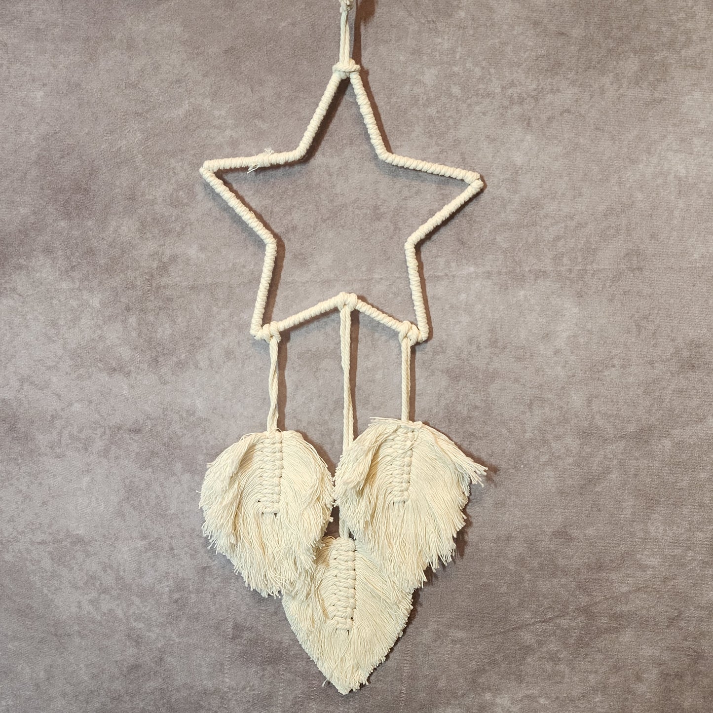 Macrame White Star with Leaf Dream Catcher