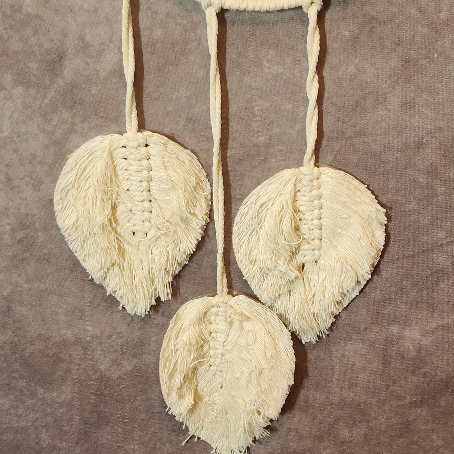 Macrame White Moon with Leaf Dream Catcher