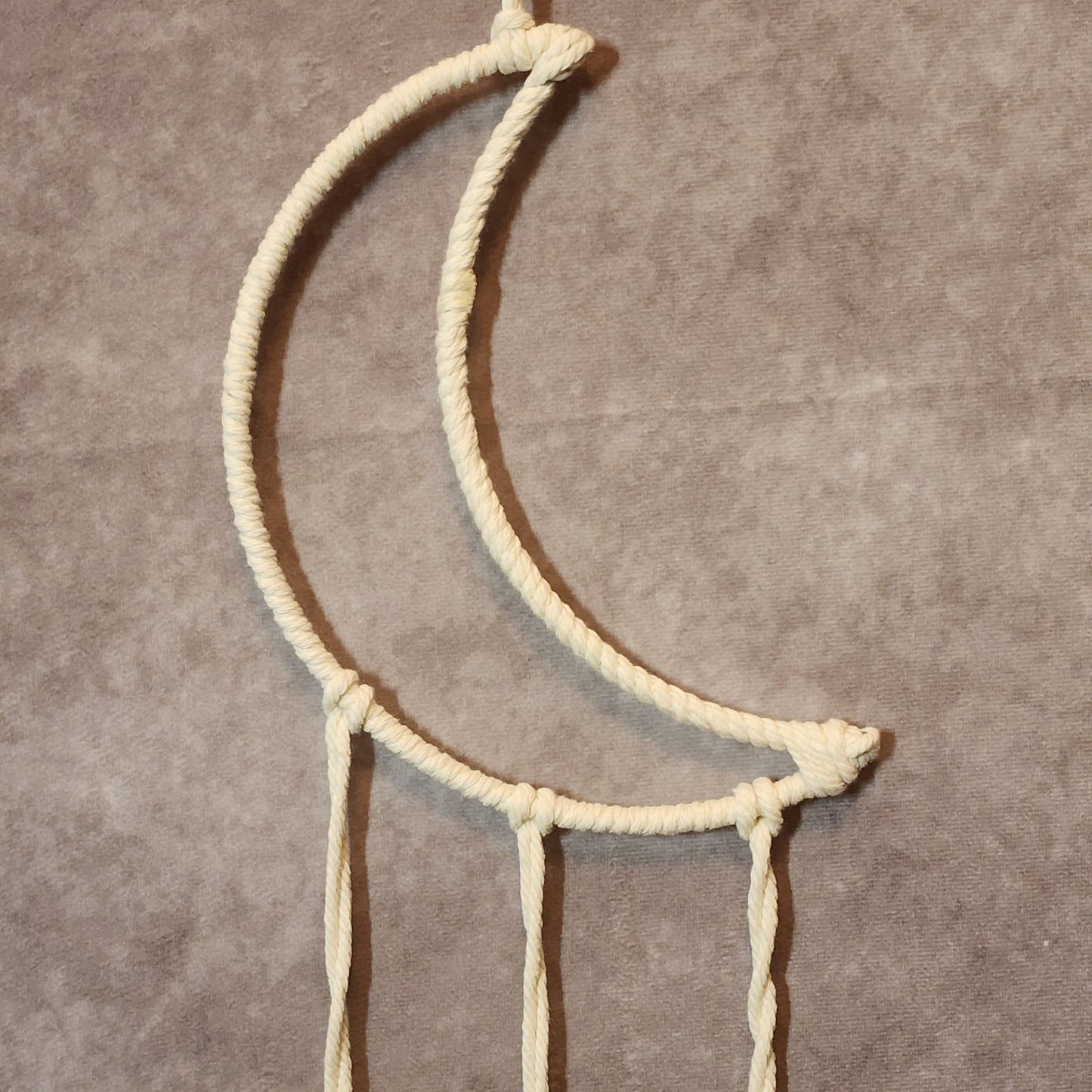 Macrame White Moon with Leaf Dream Catcher