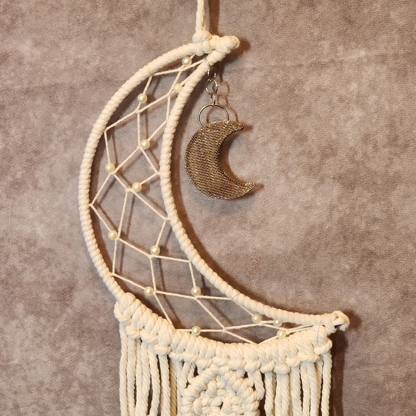 Macrame White Moon Dream Catcher