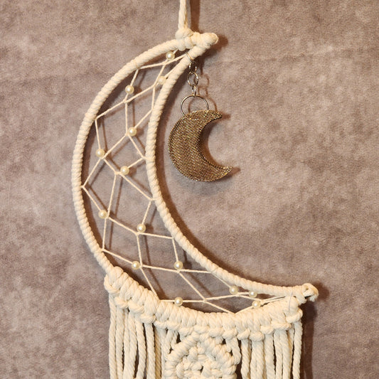 Macrame White Moon Dream Catcher