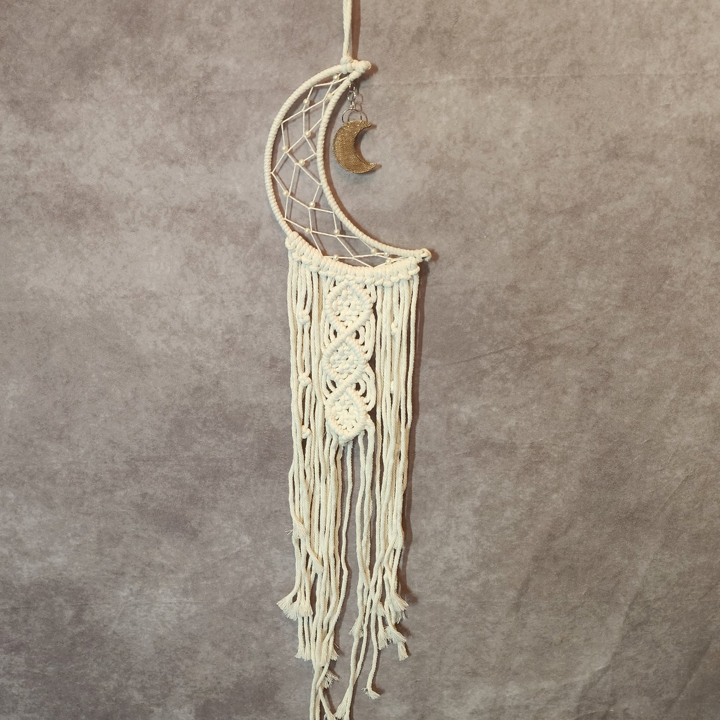 Macrame White Moon Dream Catcher