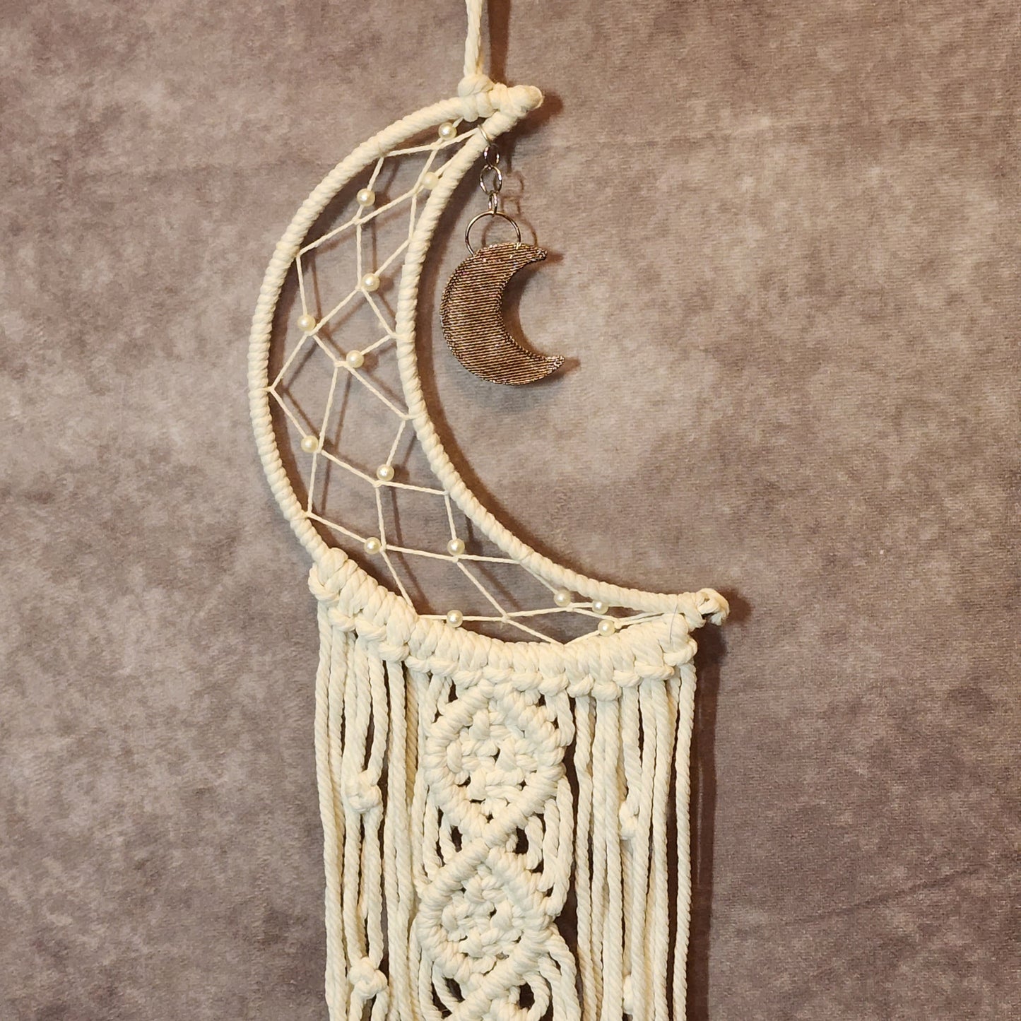 Macrame White Moon Dream Catcher