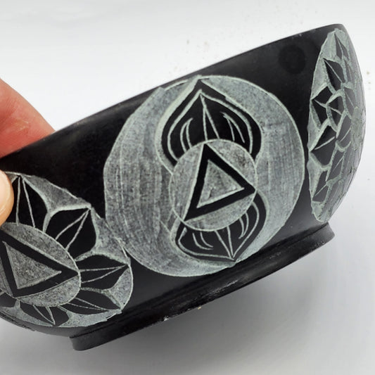 Soap Stone Bowl - Black with Seven Chakras