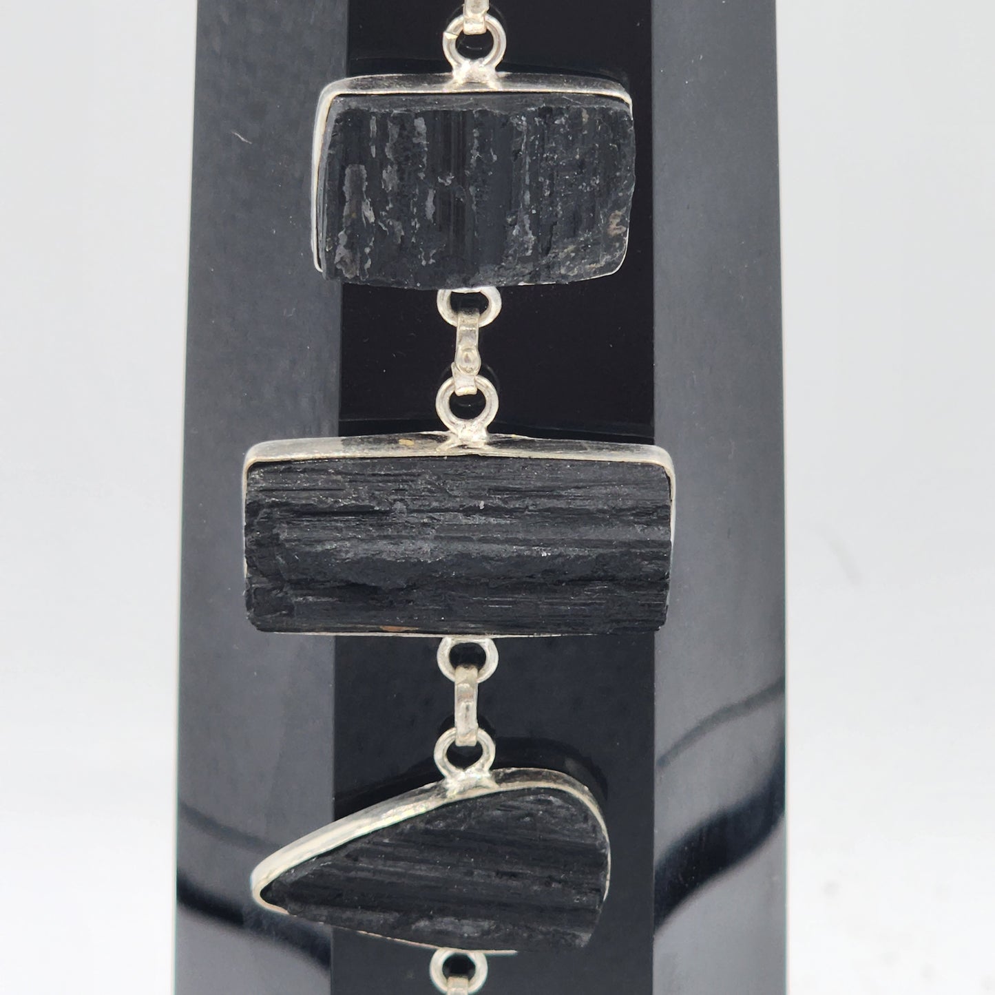 Black Tourmaline Silver Bracelet - 8”
