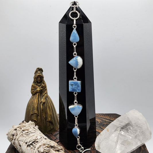 Owhyee Blue Opal Silver Bracelet - 8”