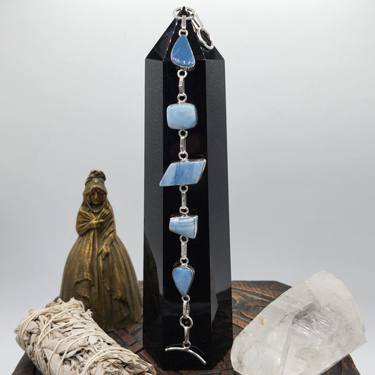 Owhyee Blue Opal Silver Bracelet - 8”