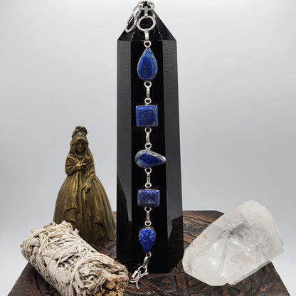 Lapis Lazuli Silver Bracelet - 8”