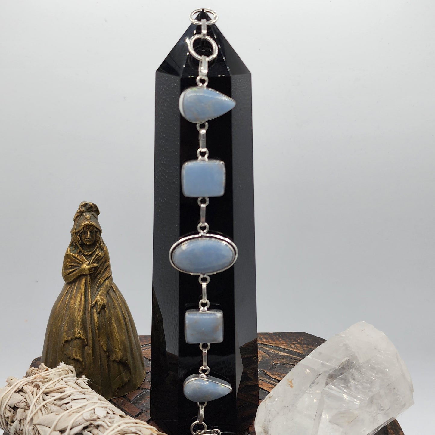 Angelite Silver Bracelet - 8”