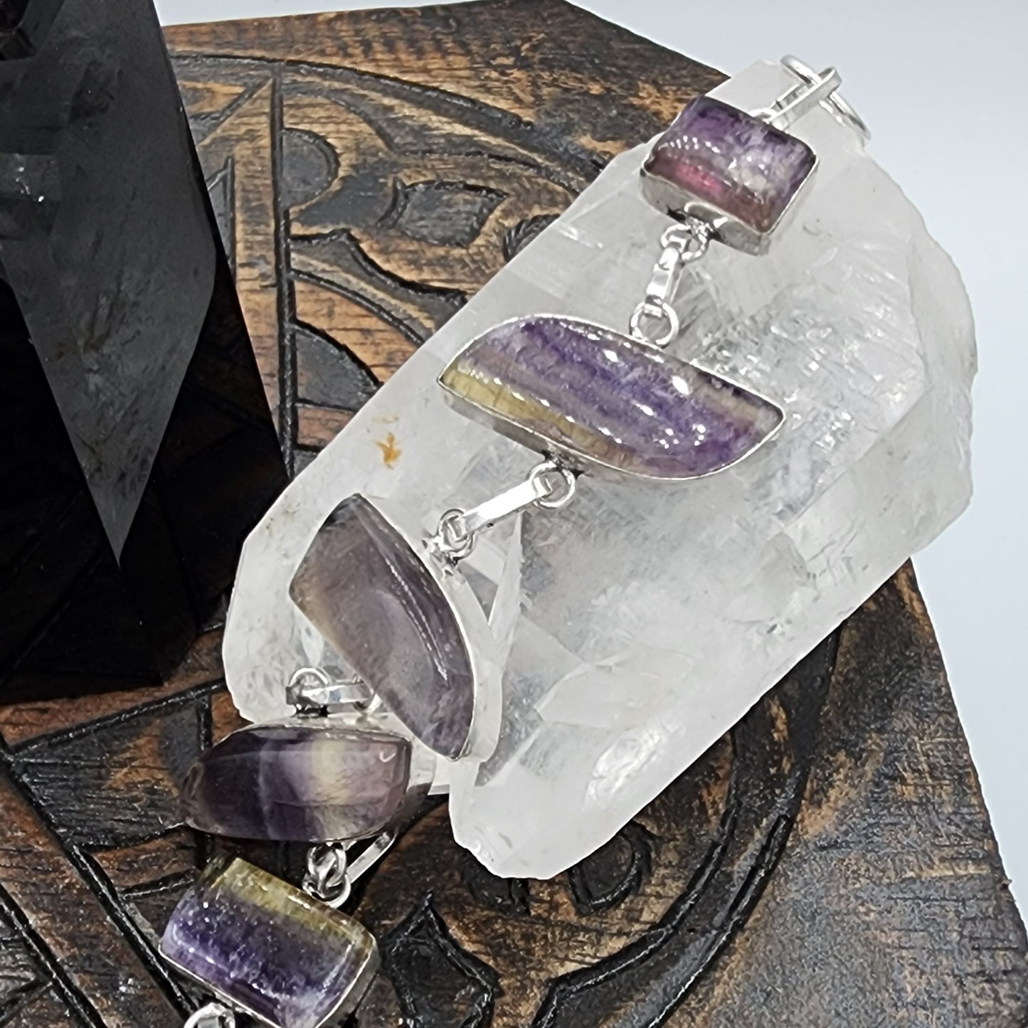 Fluorite Silver Bracelet - 8”