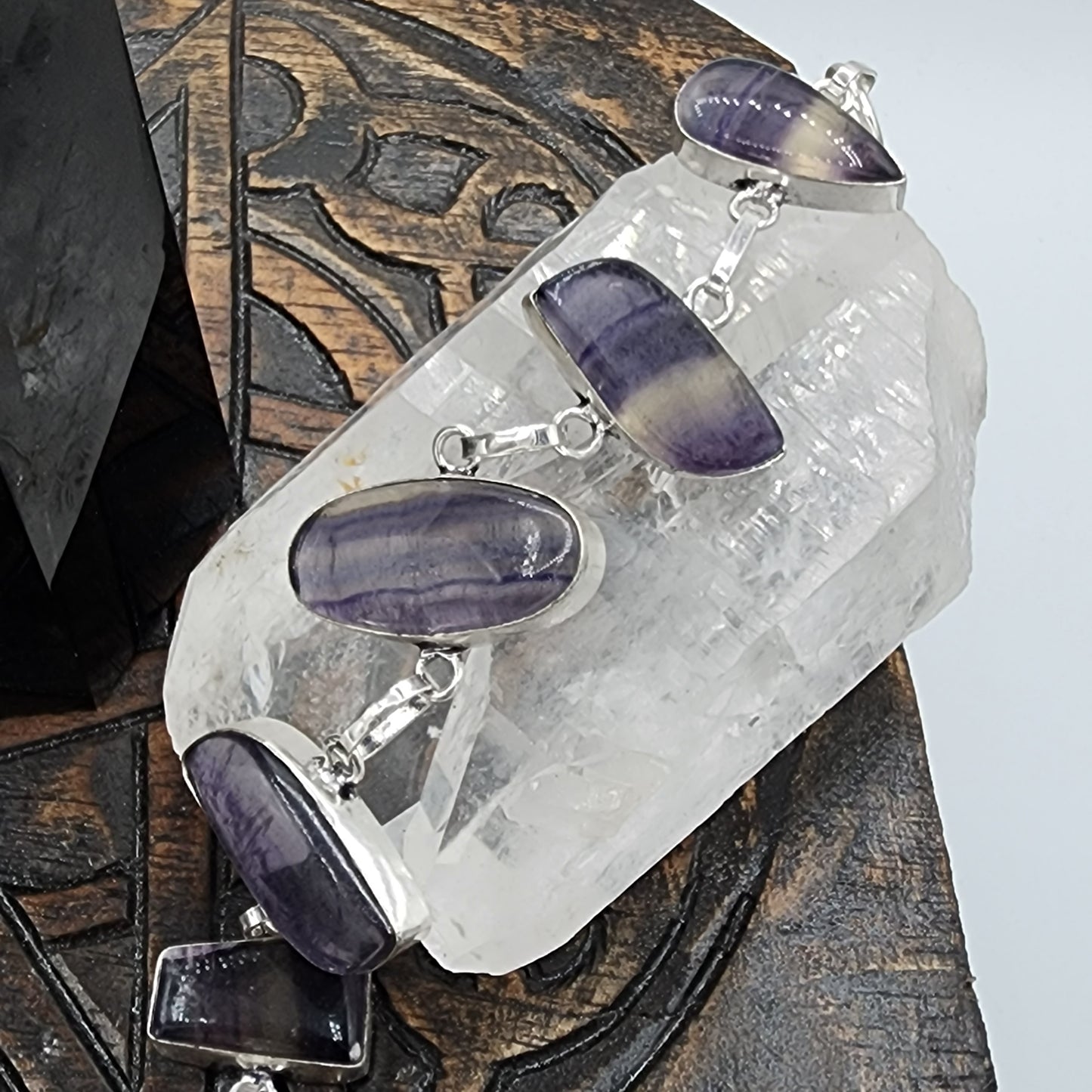 Fluorite Silver Bracelet - 8”